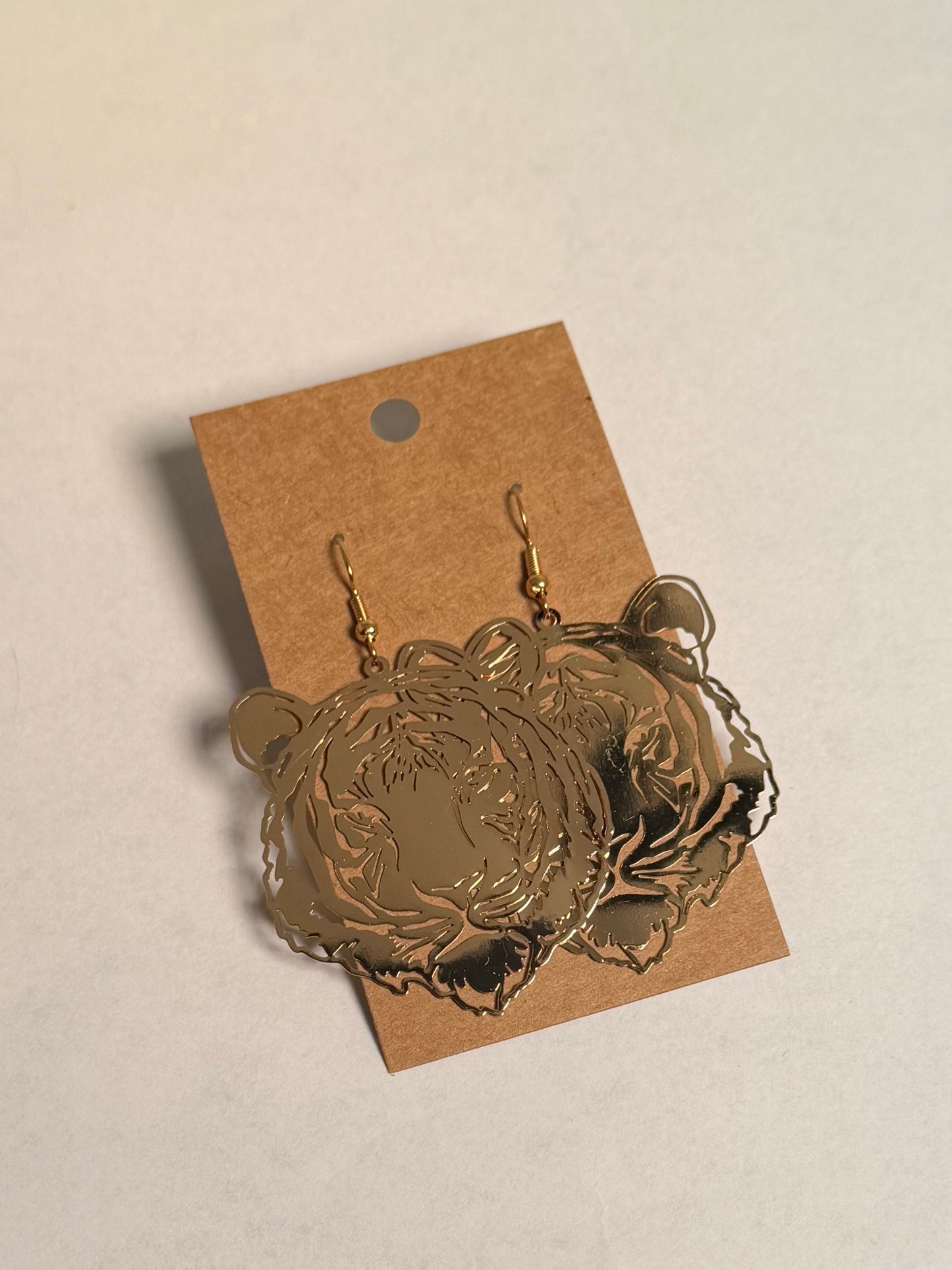 Gold Tiger Earrings