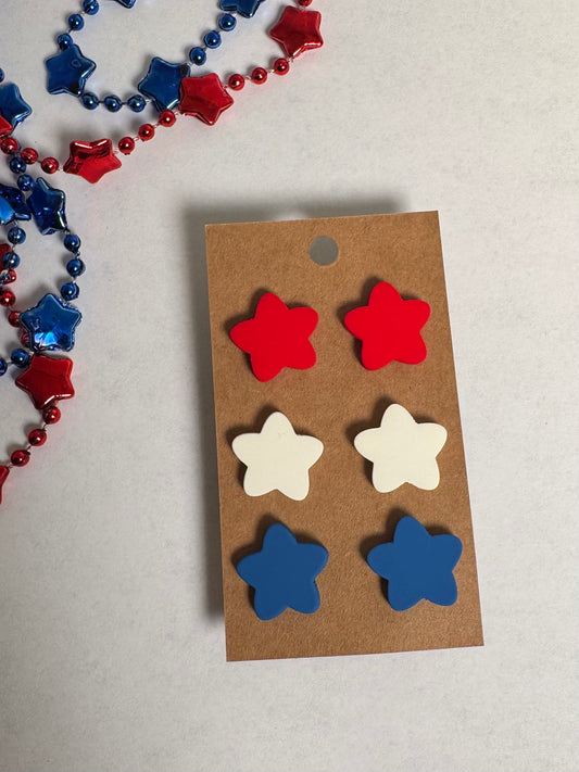 Red White and Blue Stars Studs