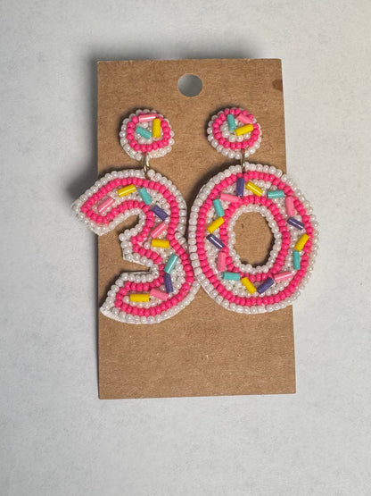 Beaded Birthday Number Earrings