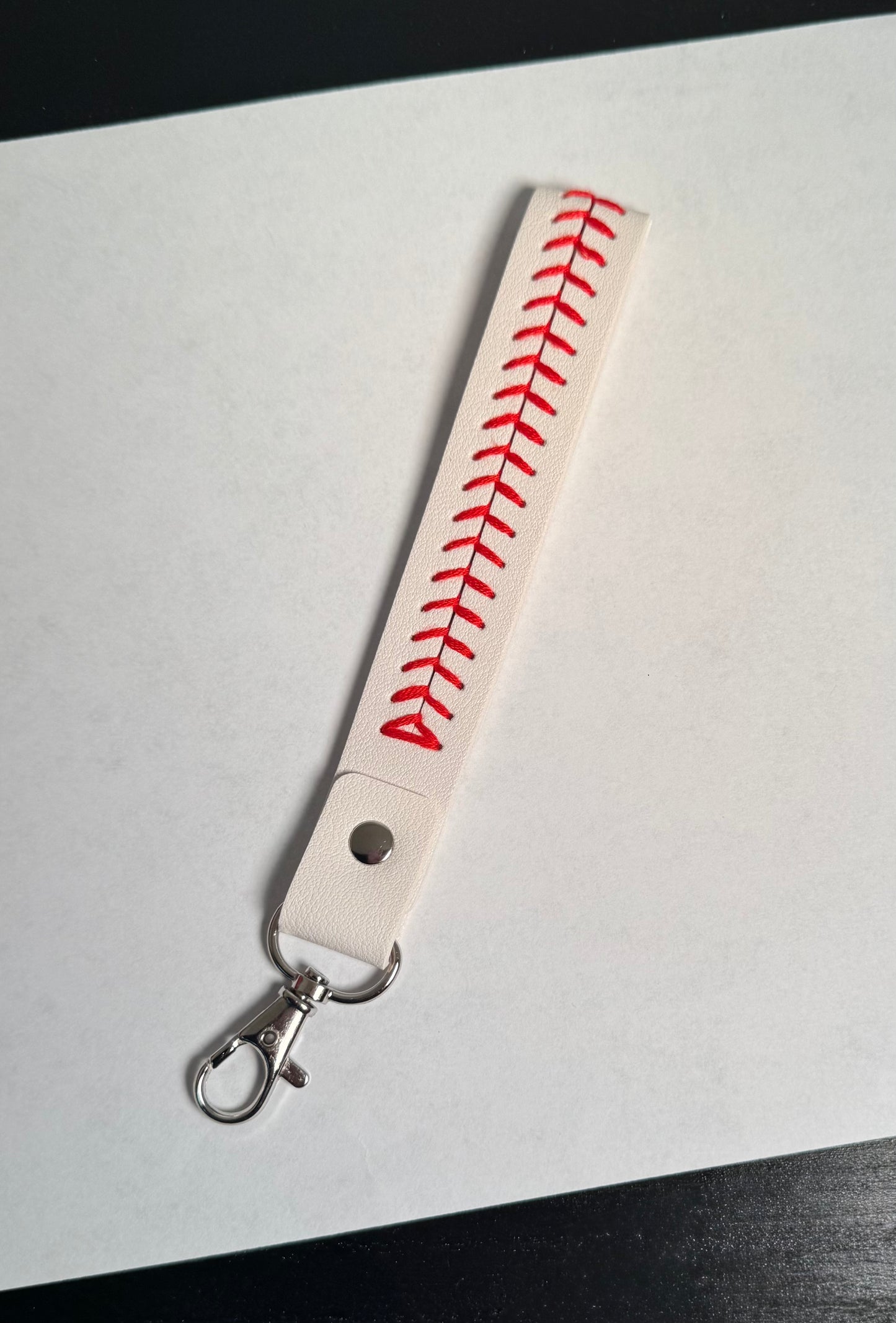 Baseball Stitched Wristlet Keychain