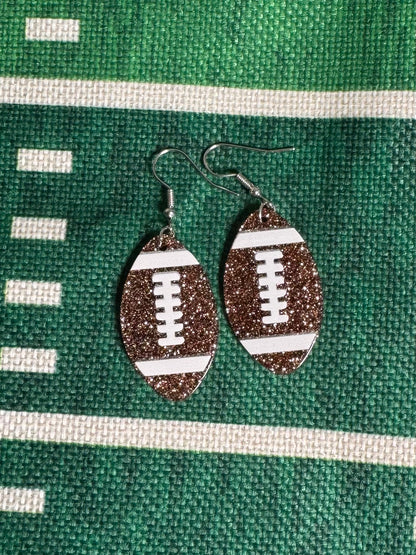Glitter Football Dangle Earrings