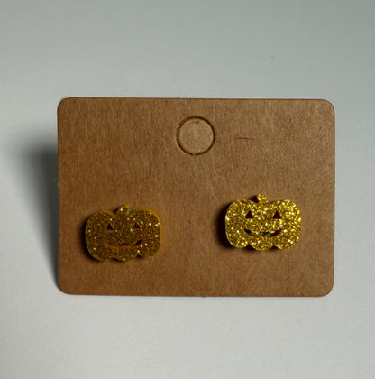 Acrylic Glitter Pumpkin Studs
