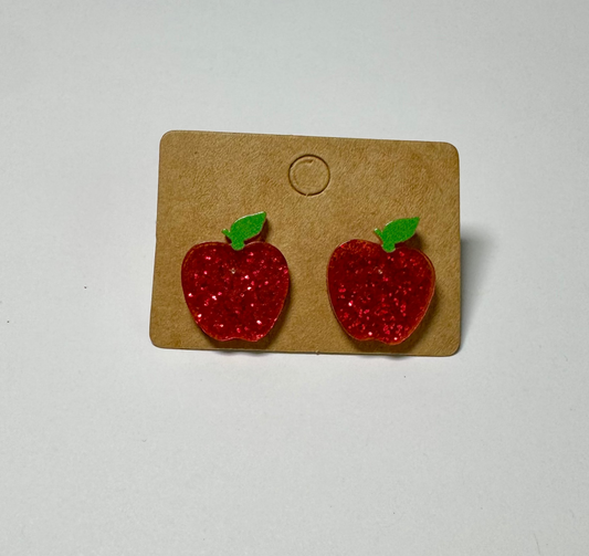 Glitter Apple Stud Earrings