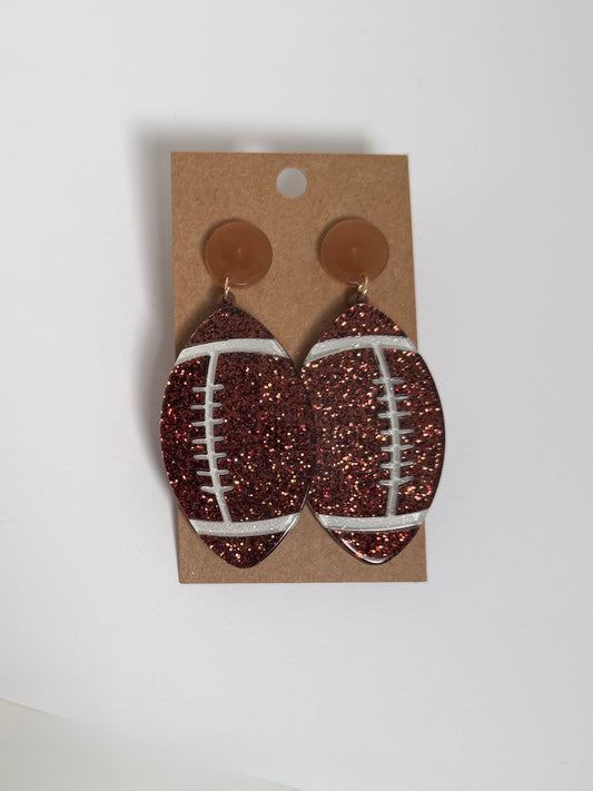 Large Glitter Football Earrings