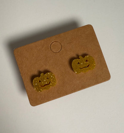 Acrylic Glitter Pumpkin Studs