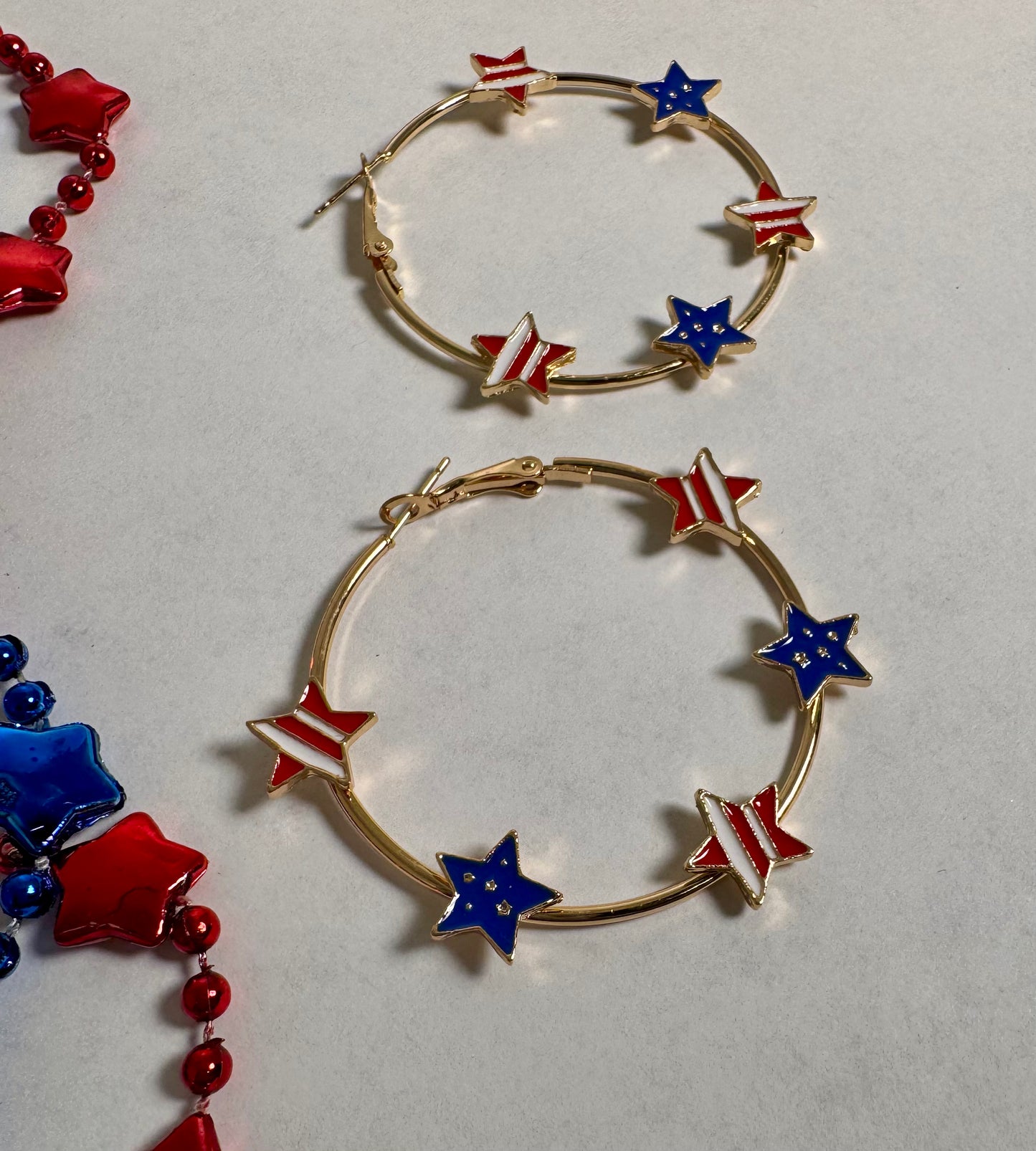 Stars and Stripes Gold Hoops