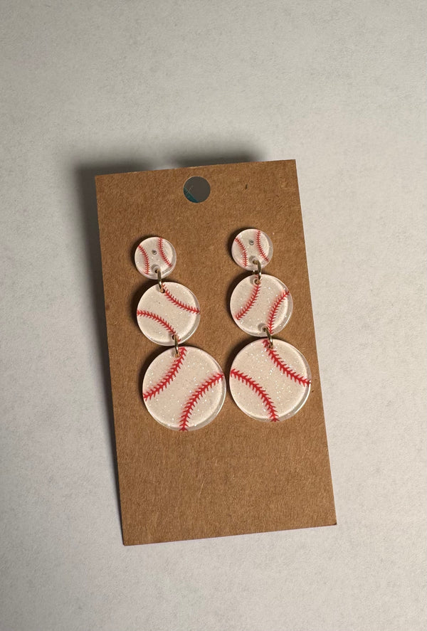 3 Tier Baseball Earrings