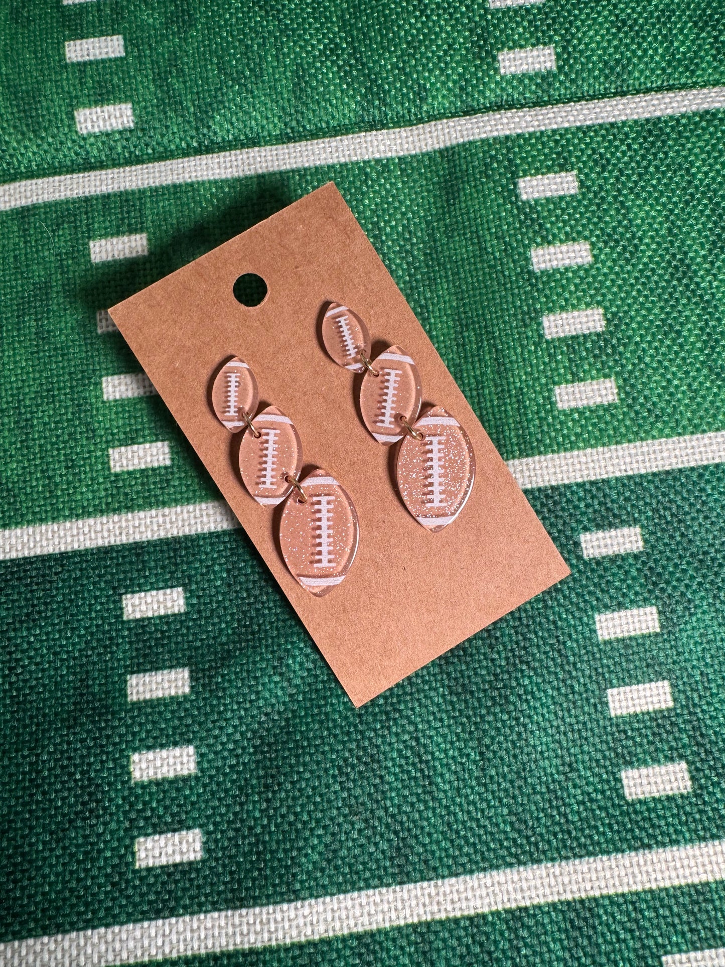 3 Tier Football Earrings