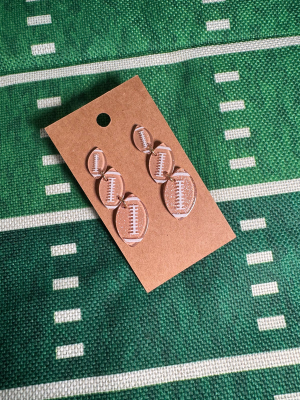 3 Tier Football Earrings