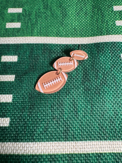 3 Tier Football Earrings