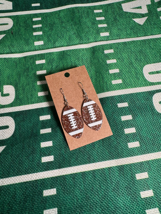 Glitter Football Dangle Earrings
