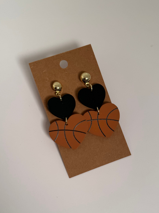 Basketball Heart Earrings