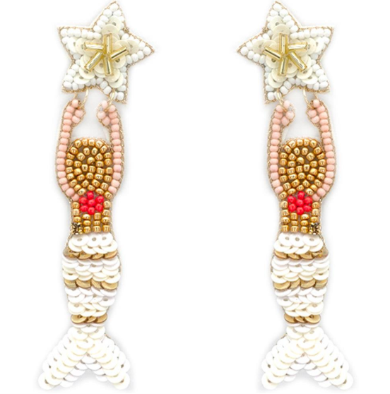 Beaded Sequin Mermaid Earrings