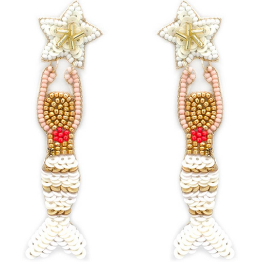 Beaded Sequin Mermaid Earrings