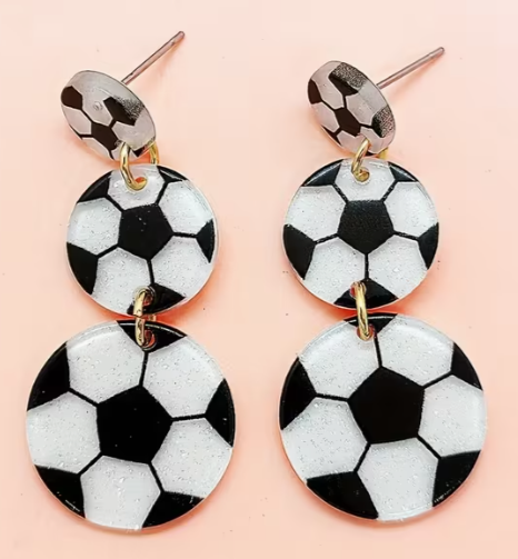 3 Tier Soccer Earrings