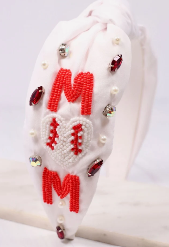 Baseball MOM Beaded Headband