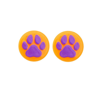 Purple Orange Paw Print Studs