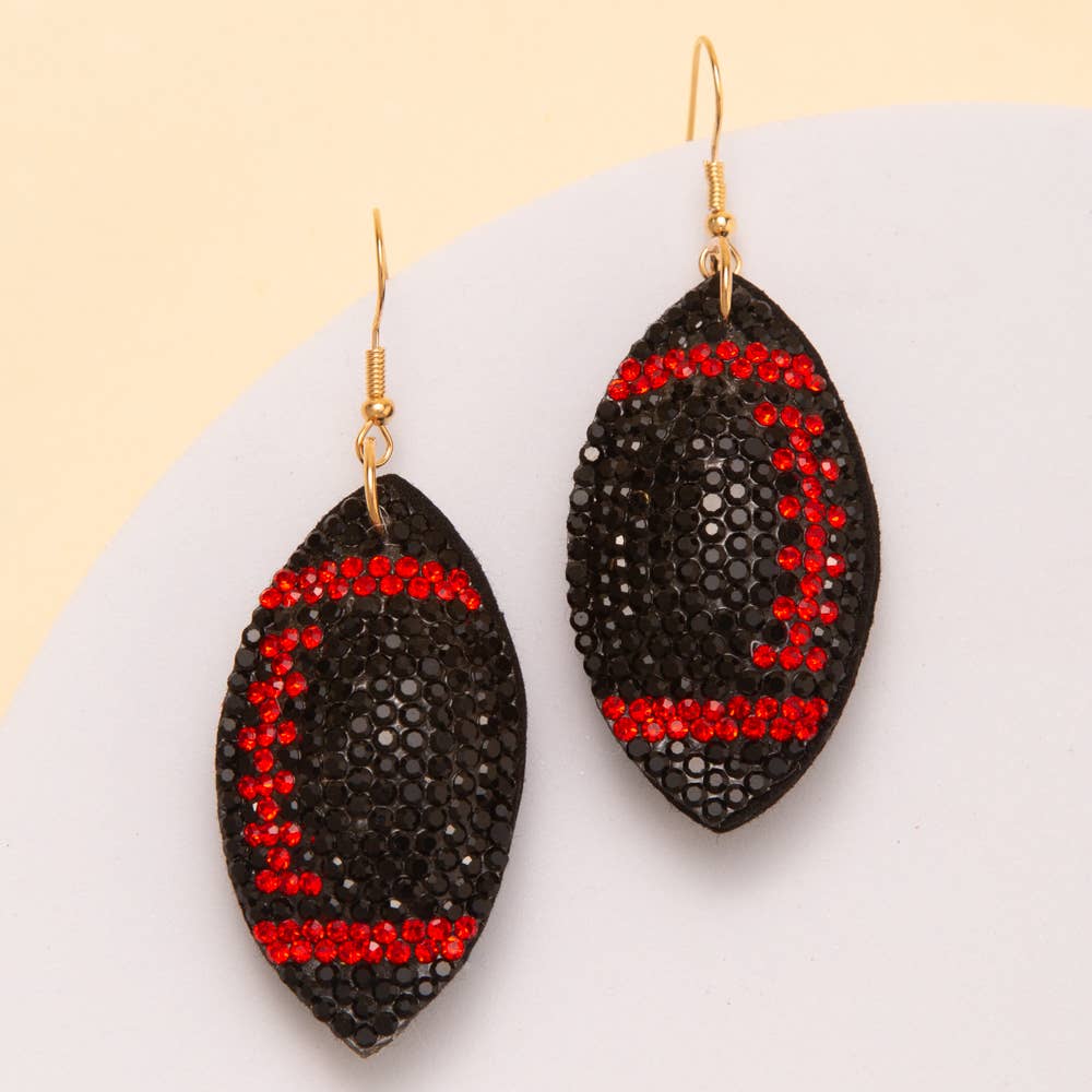 Rhinestone Football Dangle Earrings