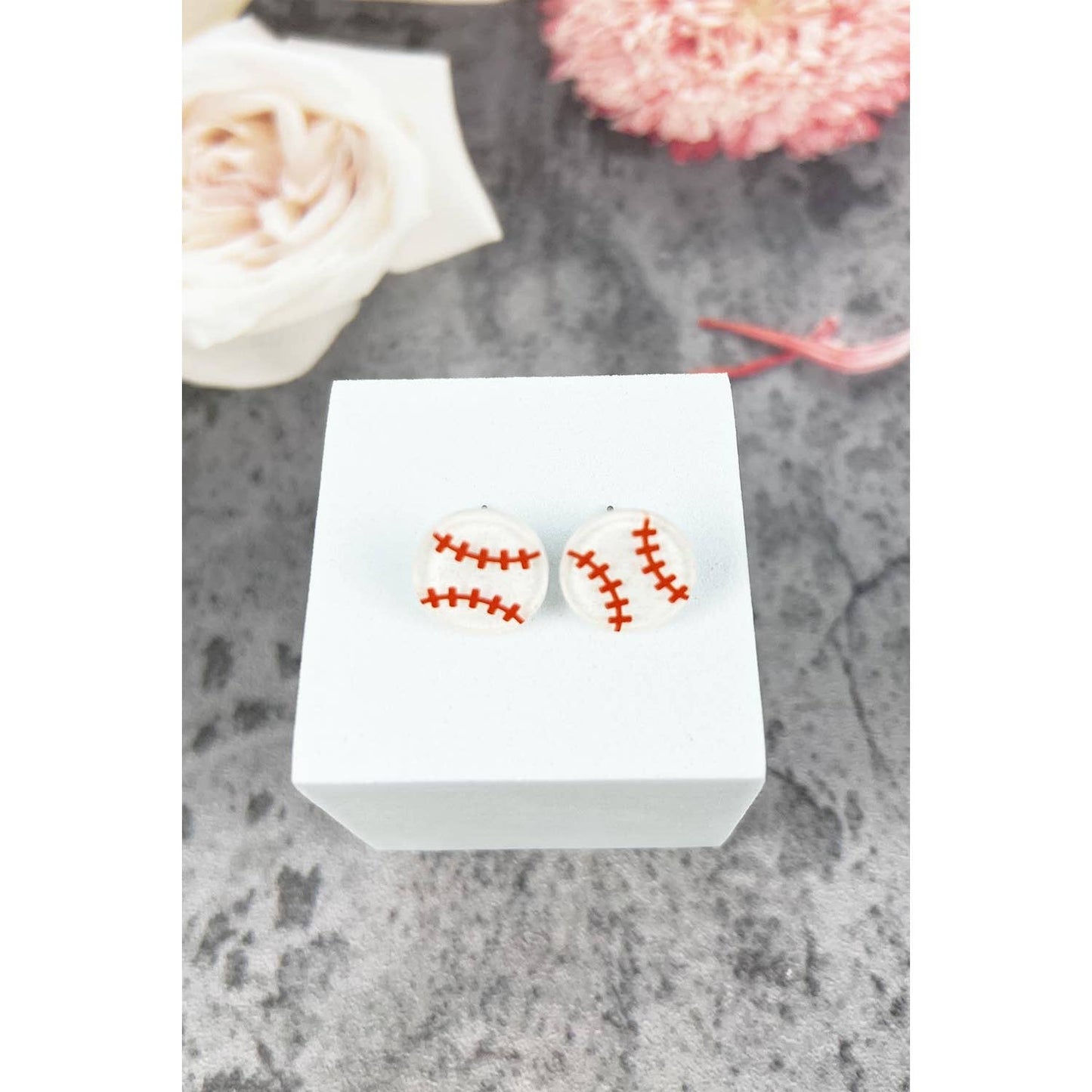 Baseball Acrylic Stud Earrings