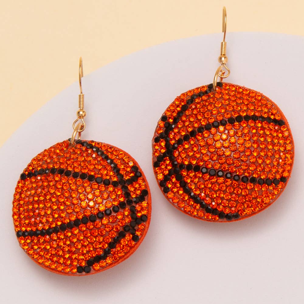 Rhinestone Basketball Earrings