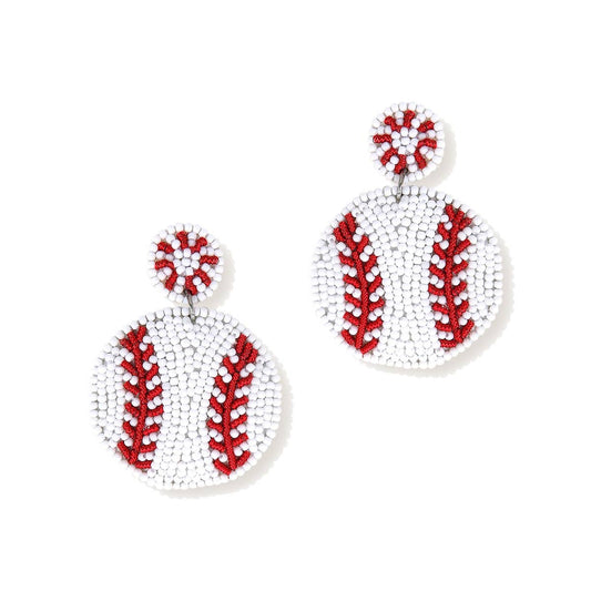 Beaded Baseball Earrings