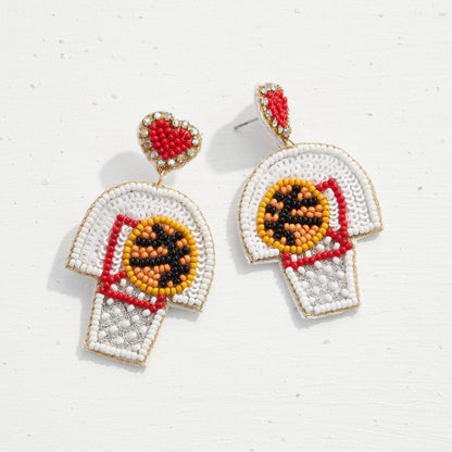 Beaded Basketball Earrings