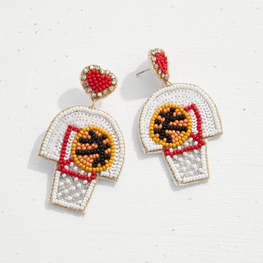 Beaded Basketball Earrings