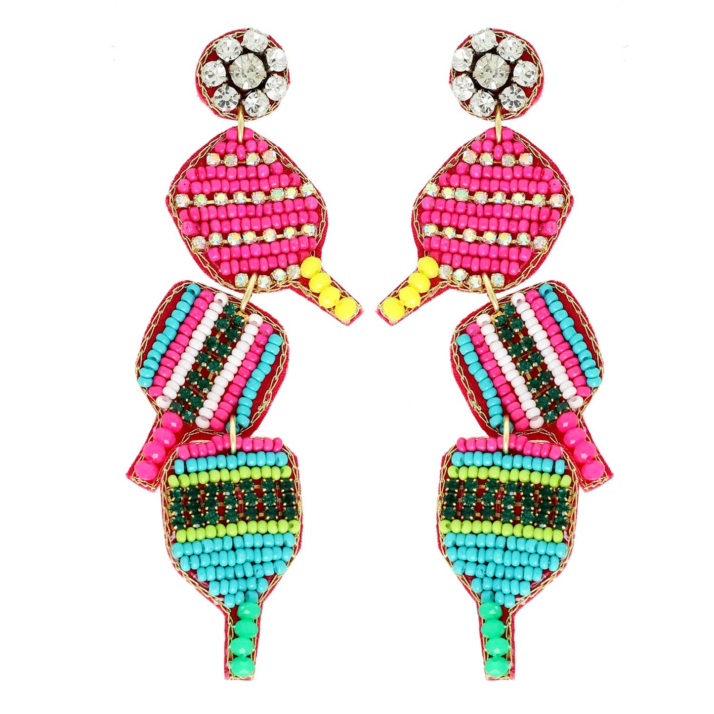 Beaded Pickle Ball Paddle  Earrings