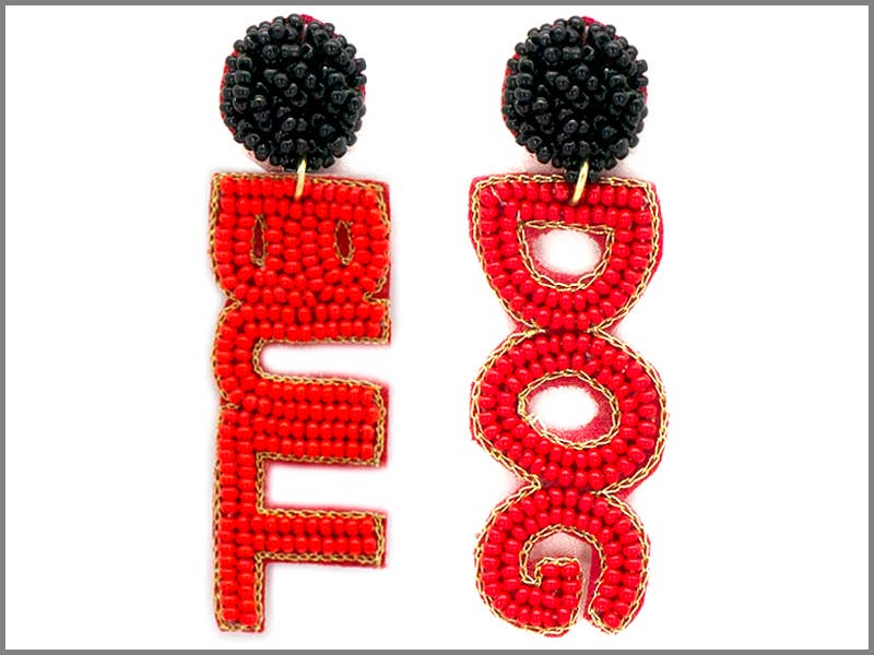 Beaded Bull Dog Earrings