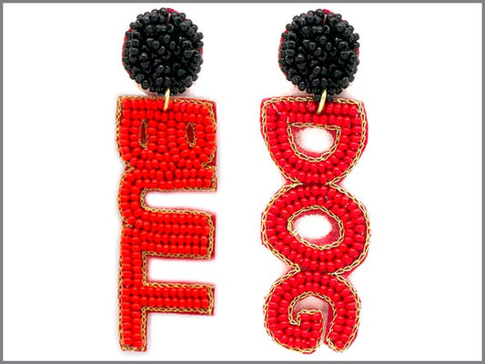 Beaded Bull Dog Earrings