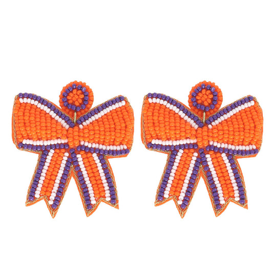 Purple and Orange Bow Earrings