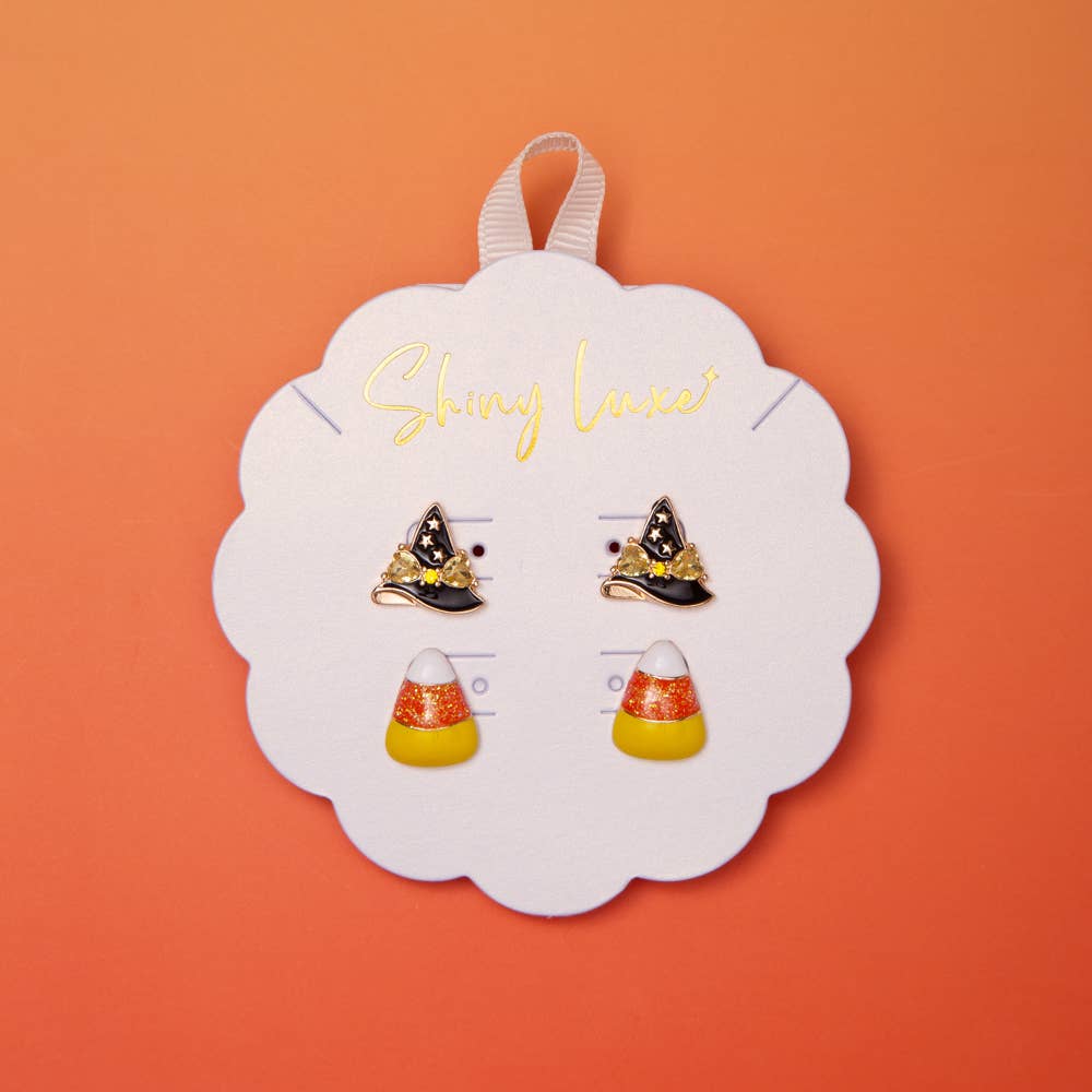 Halloween Witch Hat & Candy Corn Earring Set