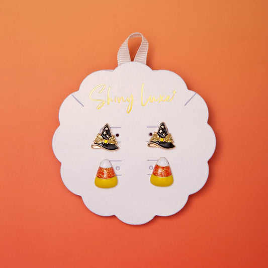 Halloween Witch Hat & Candy Corn Earring Set
